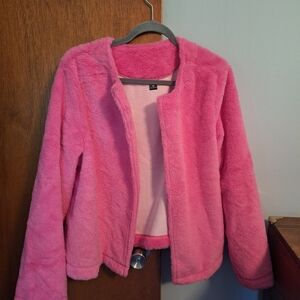Shein Women's Hot Pink Fuzzy Jacket Size 1X